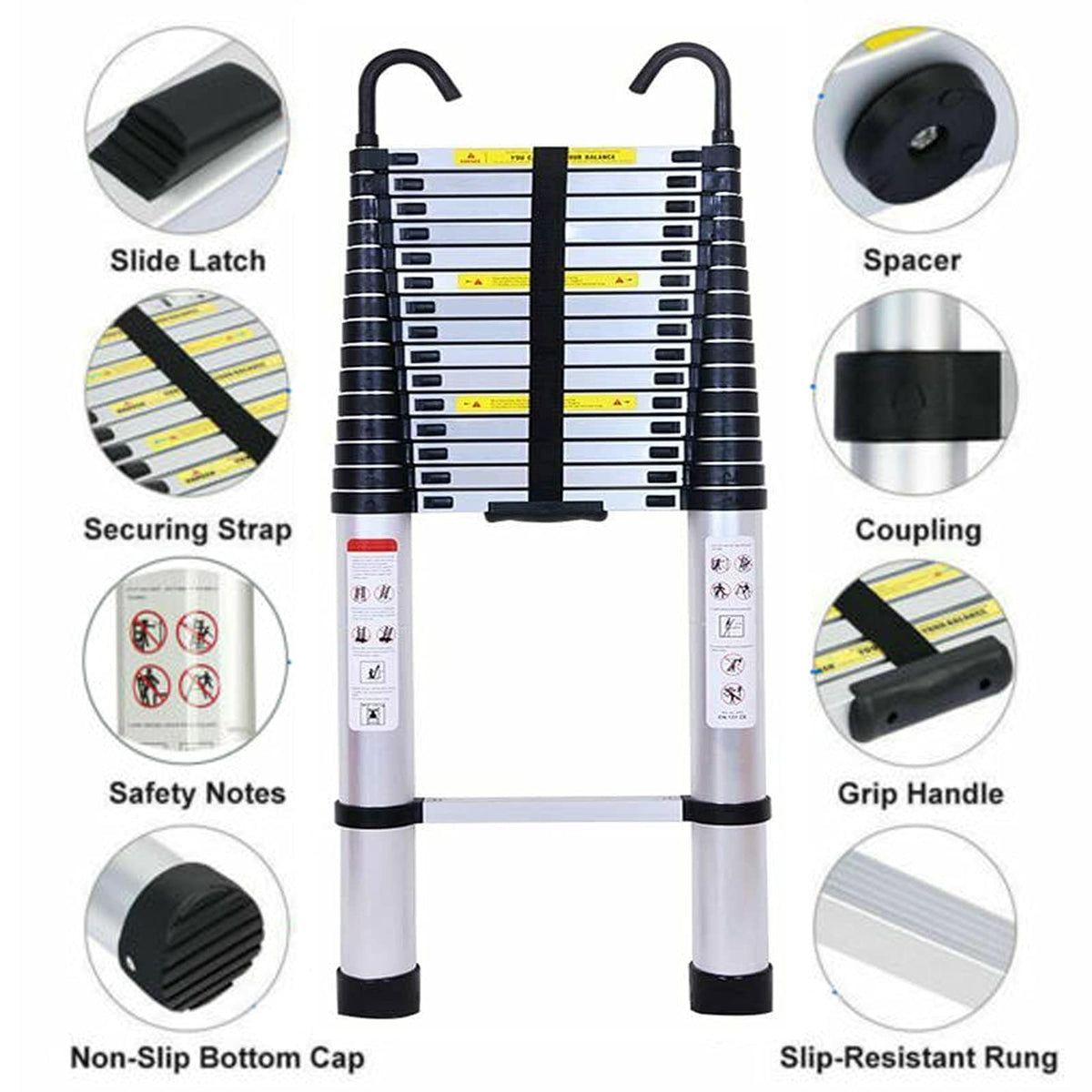Telescoping Extension Ladder 20.34FT 330 Pound Capacity H5272
