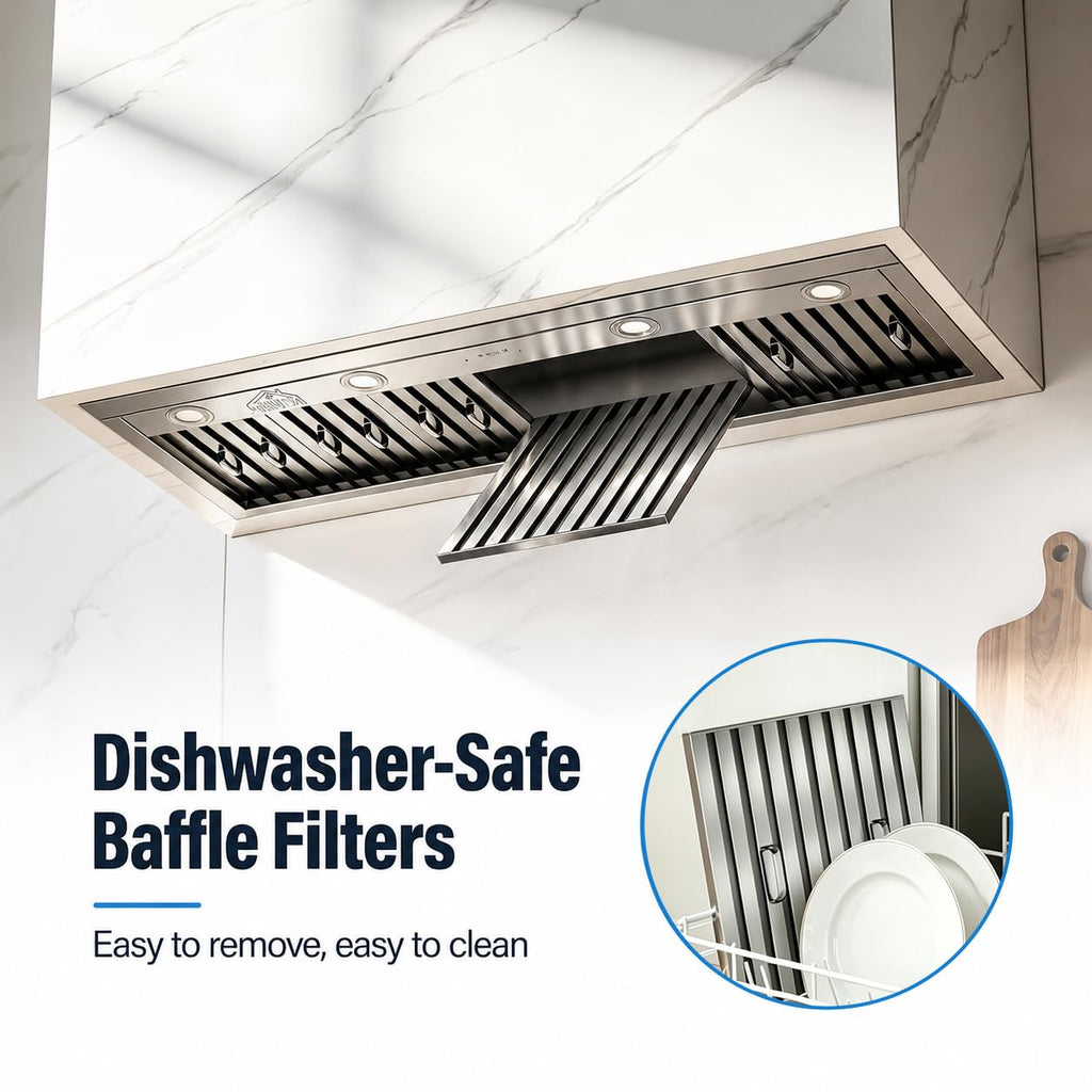 48 inch Stainless Steel Built-in Range Hood with Liner and Baffle Filter B79413
