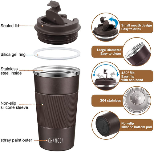 16 oz Insulated Stainless Steel Travel Coffee Mug with Screw Lid V169194