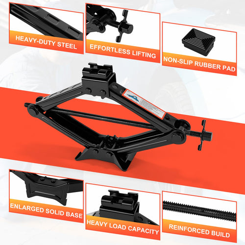 2 Ton Scissor Jack with 2 Rubber Pads J8166