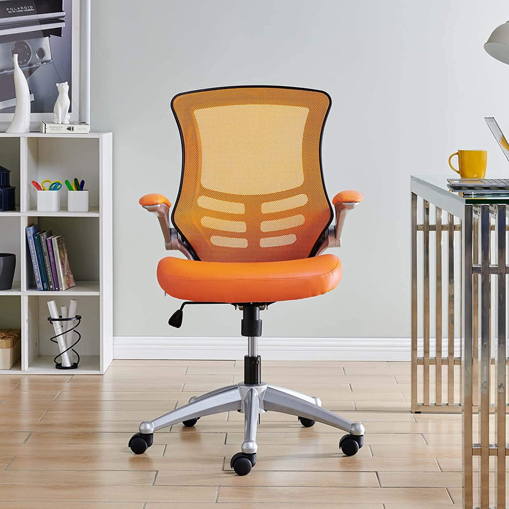Orange Mesh Back Vinyl Seat Office Chair P6456