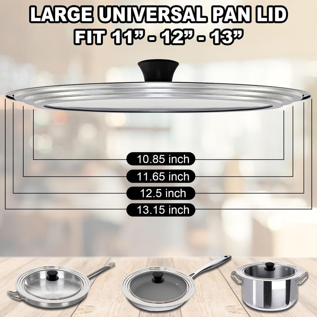 13 Inch Stainless Steel and Tempered Glass Pan Lid S38687