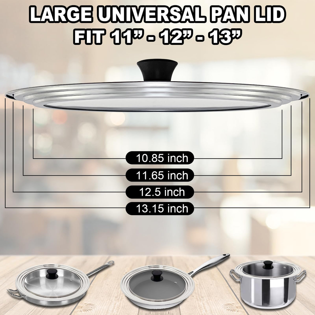 13 Inch Stainless Steel and Tempered Glass Pan Lid S38687