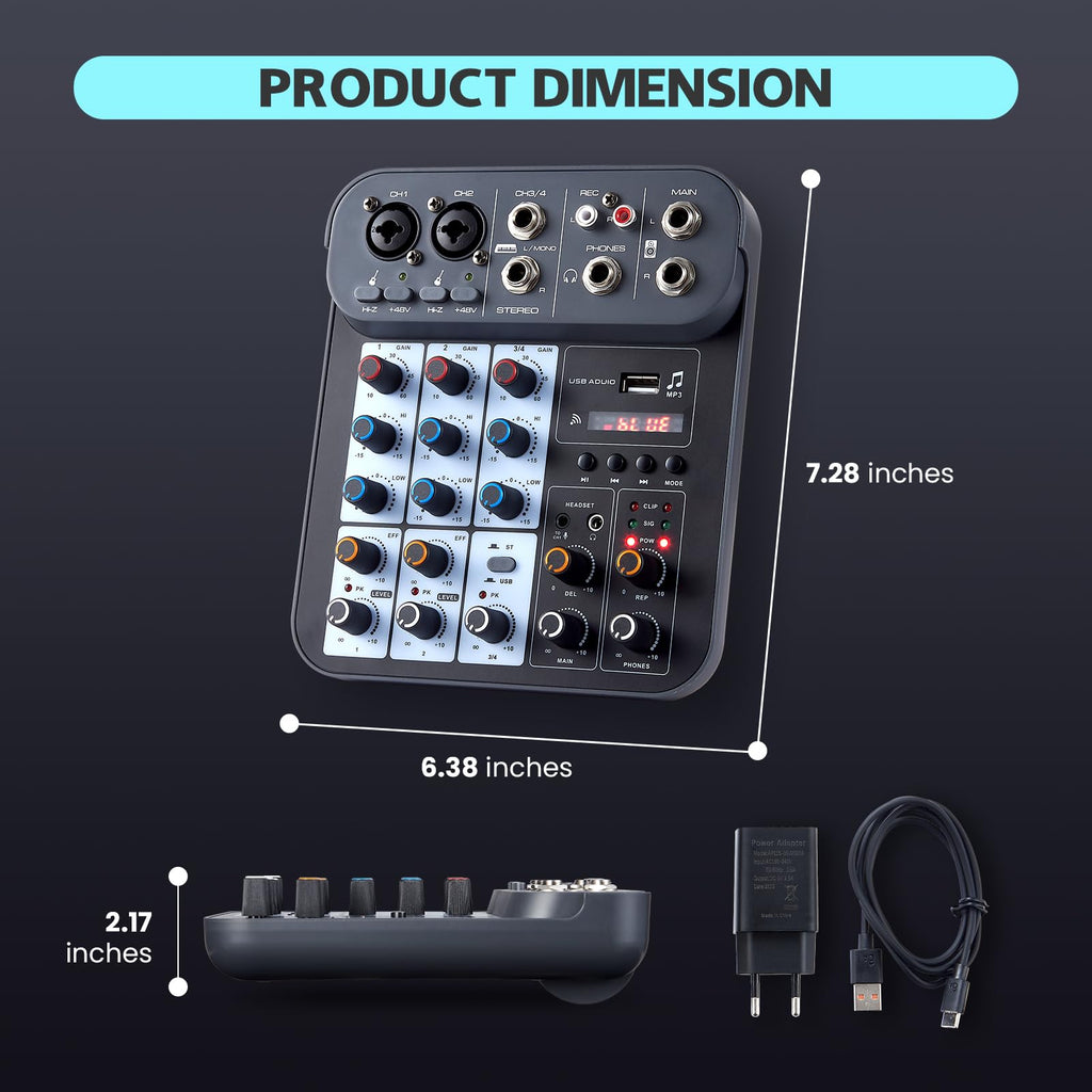 4 Channel DJ Audio Mixer with XLR 1/4" Interface O85266