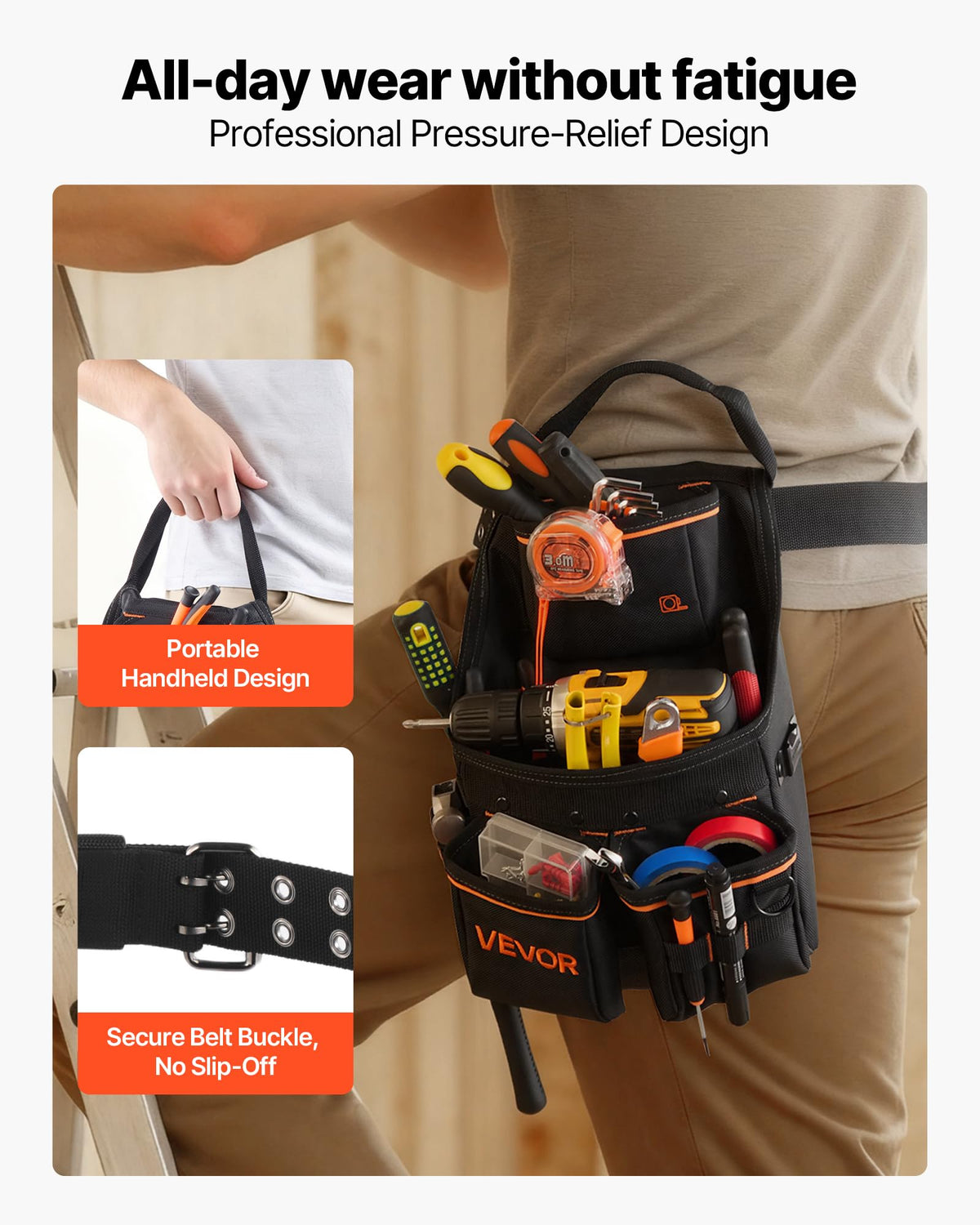 14 Pockets Heavy Duty Adjustable Tool Pouch with Belt U11645