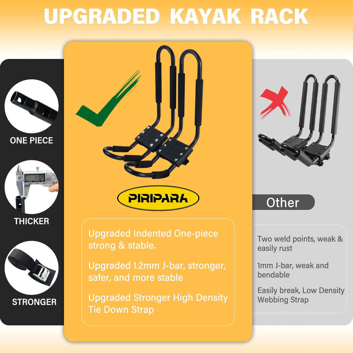 2 Pairs J-Bar Kayak Roof Rack Set of 4 Z3479