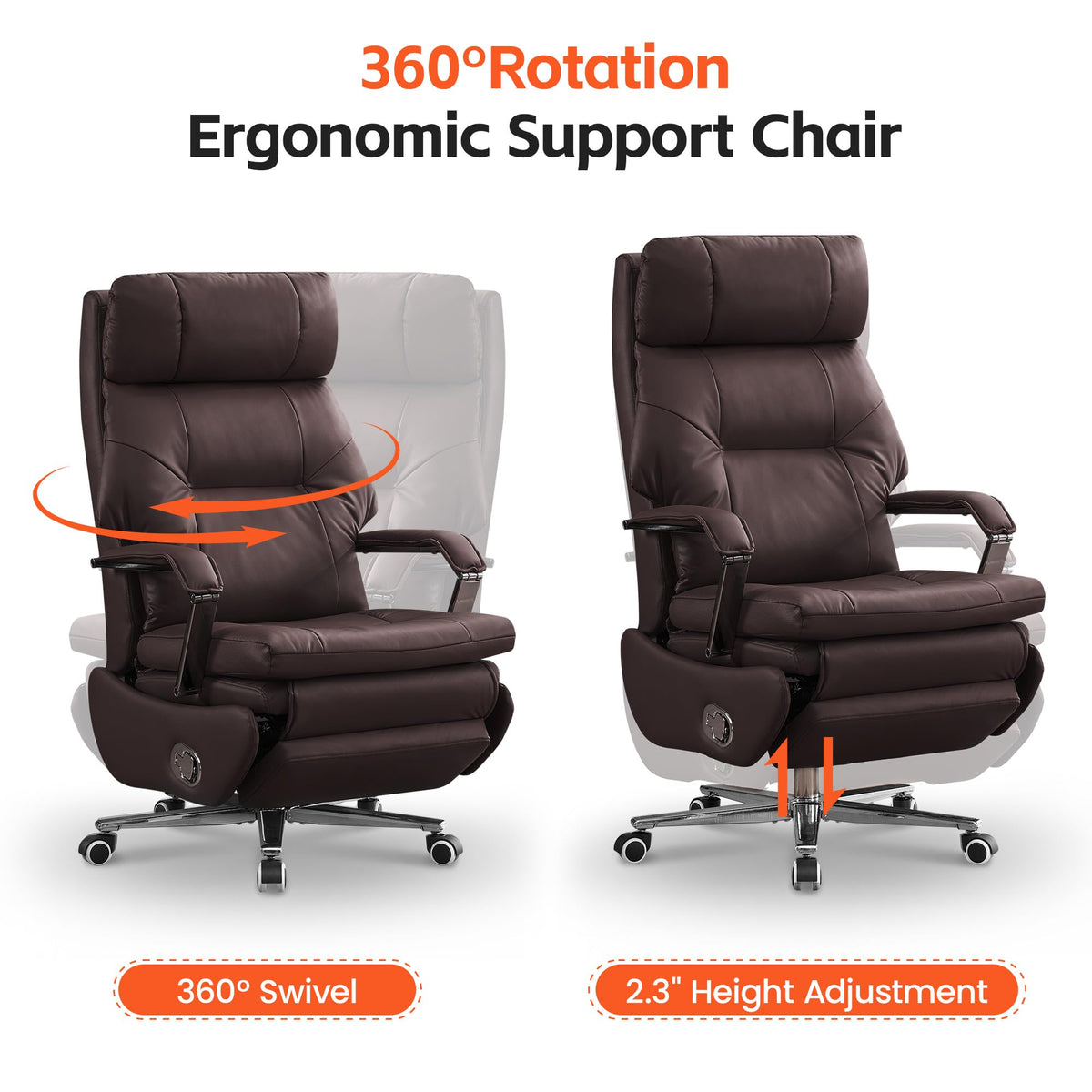 Coffee Faux Leather Executive Office Chairs Z959796