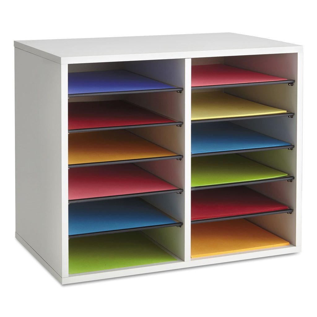 12 Compartment Wood Literature Organizer Q941562