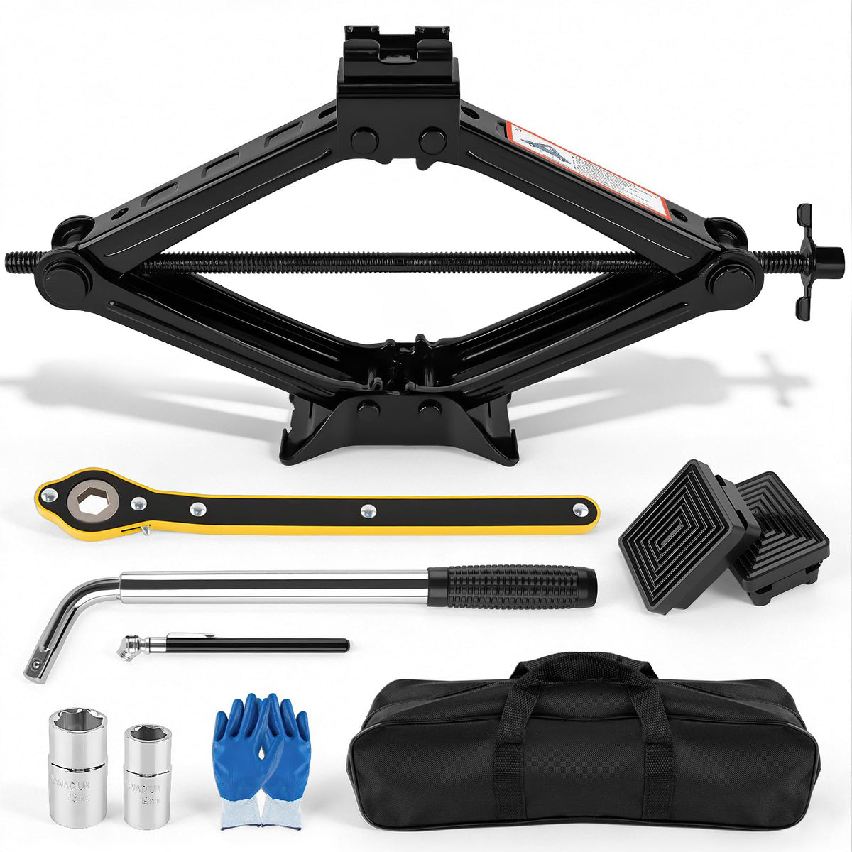 2 Ton Scissor Jack with 2 Rubber Pads J8166