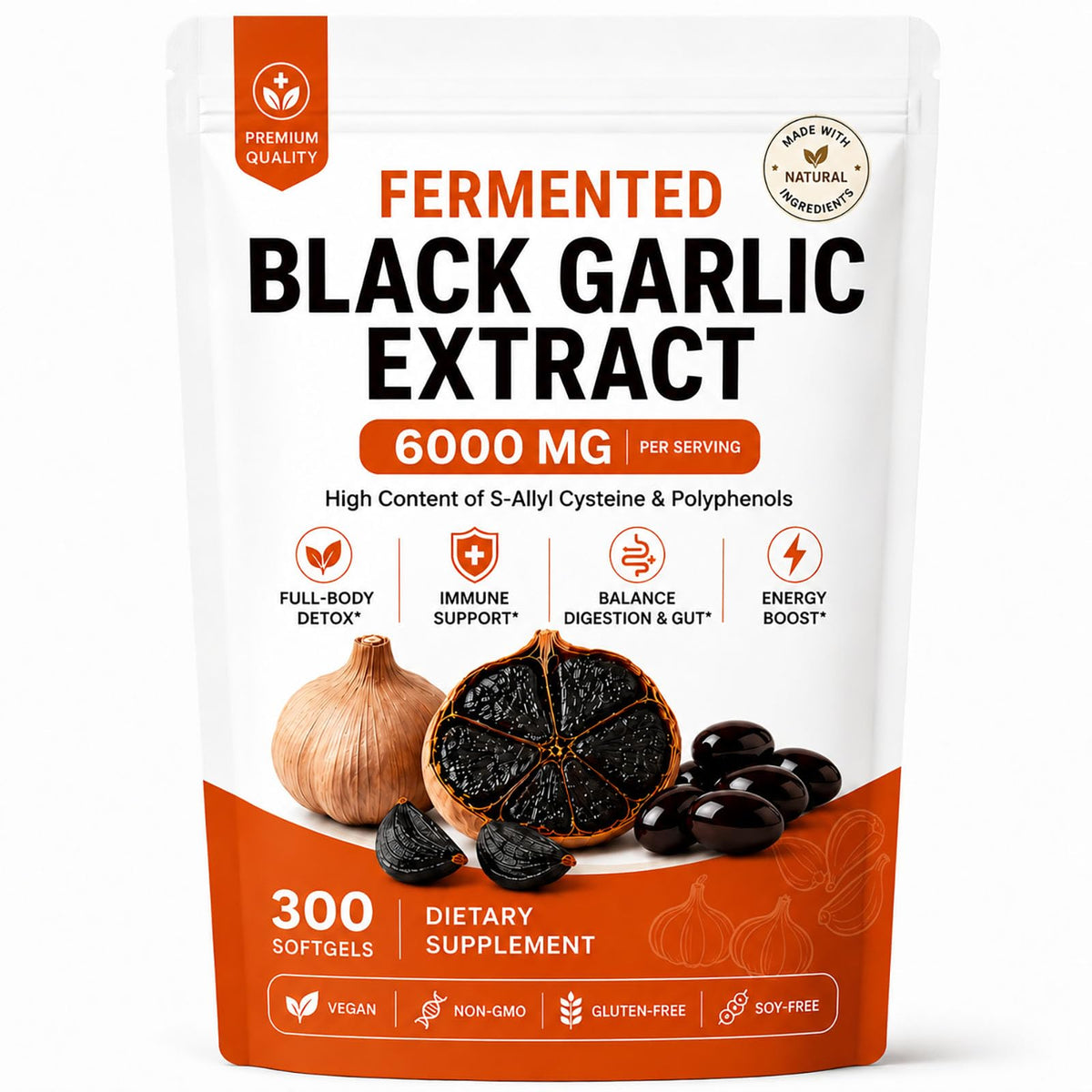 Black Garlic Extract Capsules, 300 Softgels Y812