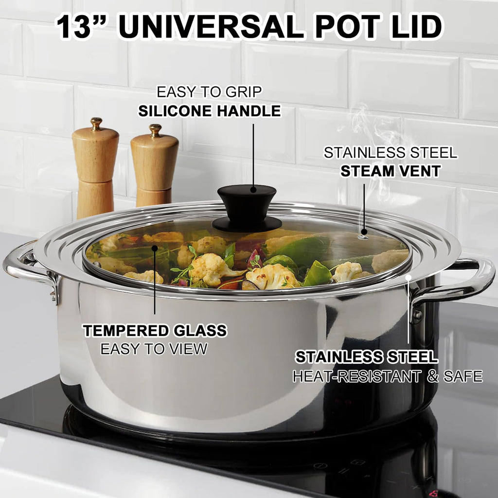 13 Inch Stainless Steel and Tempered Glass Pan Lid S38687