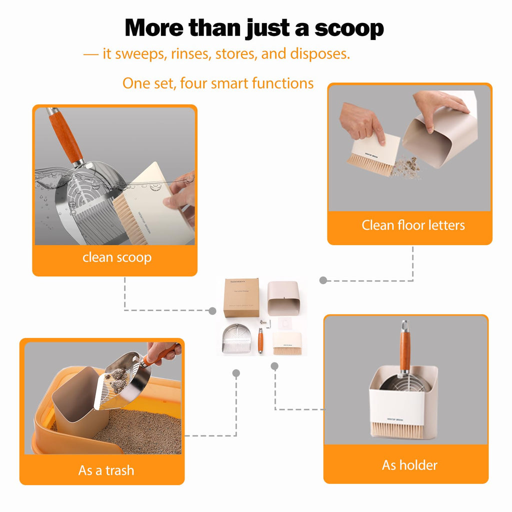 304 Stainless Steel Cat Litter Scoop with Holder Stand Q90373