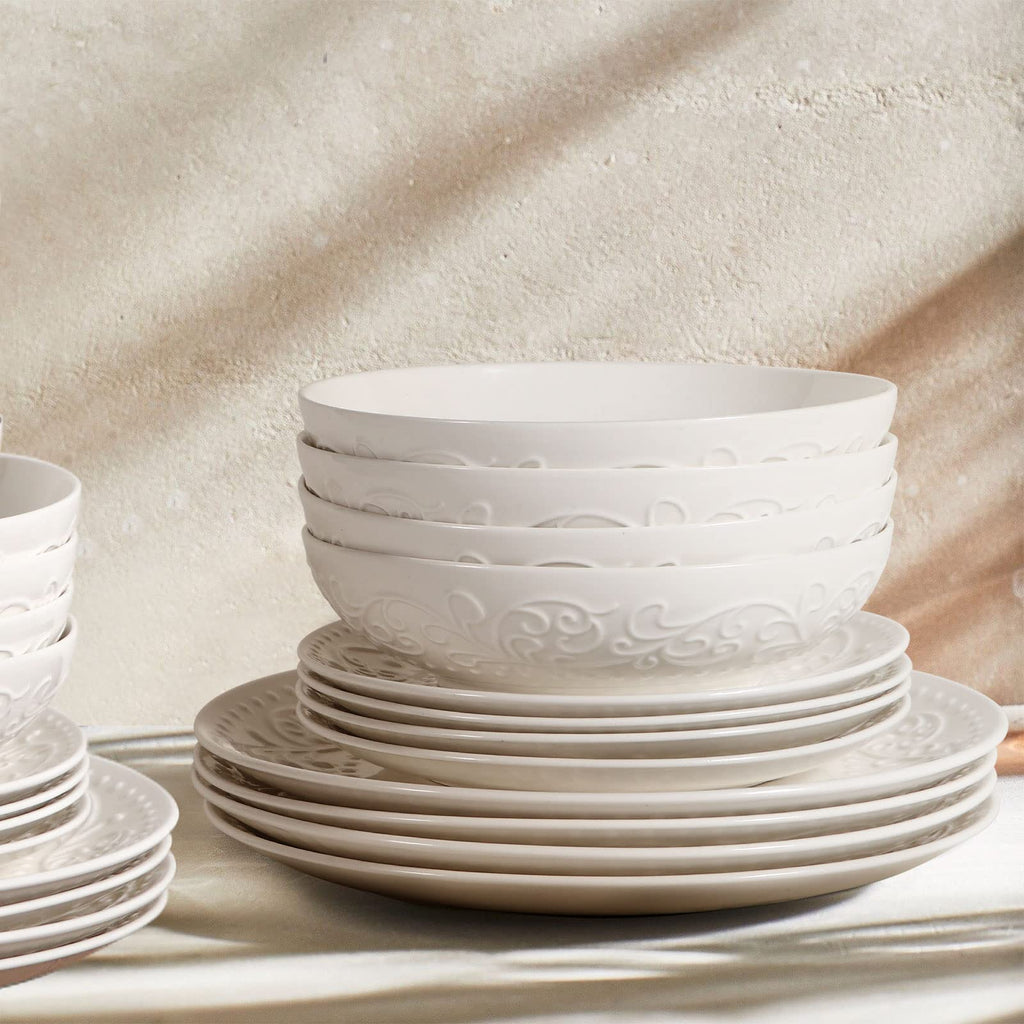 White Ceramic 32oz Pasta Bowls Set of 4 I13567