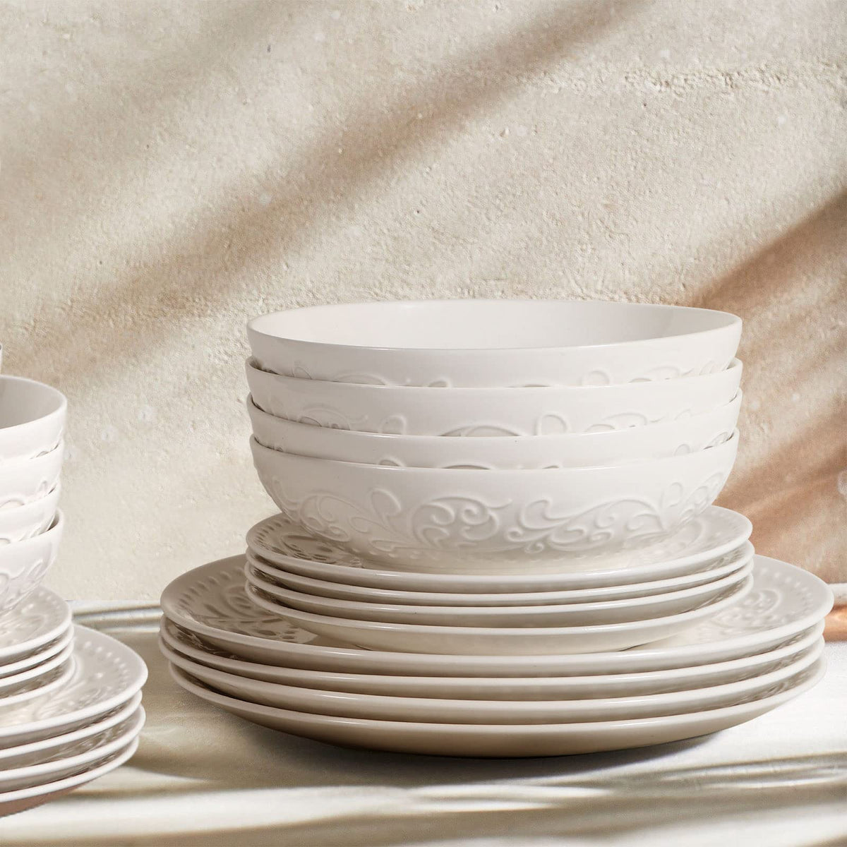 White Ceramic 32oz Pasta Bowls Set of 4 I13567