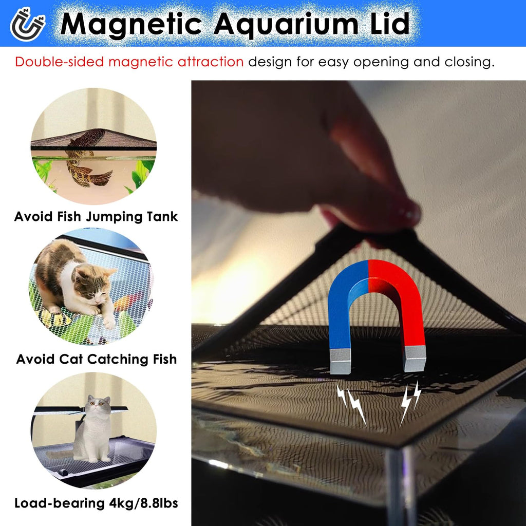 Fish Tank Top Cover Anti-Jumping Net with Magnetic Edges O568