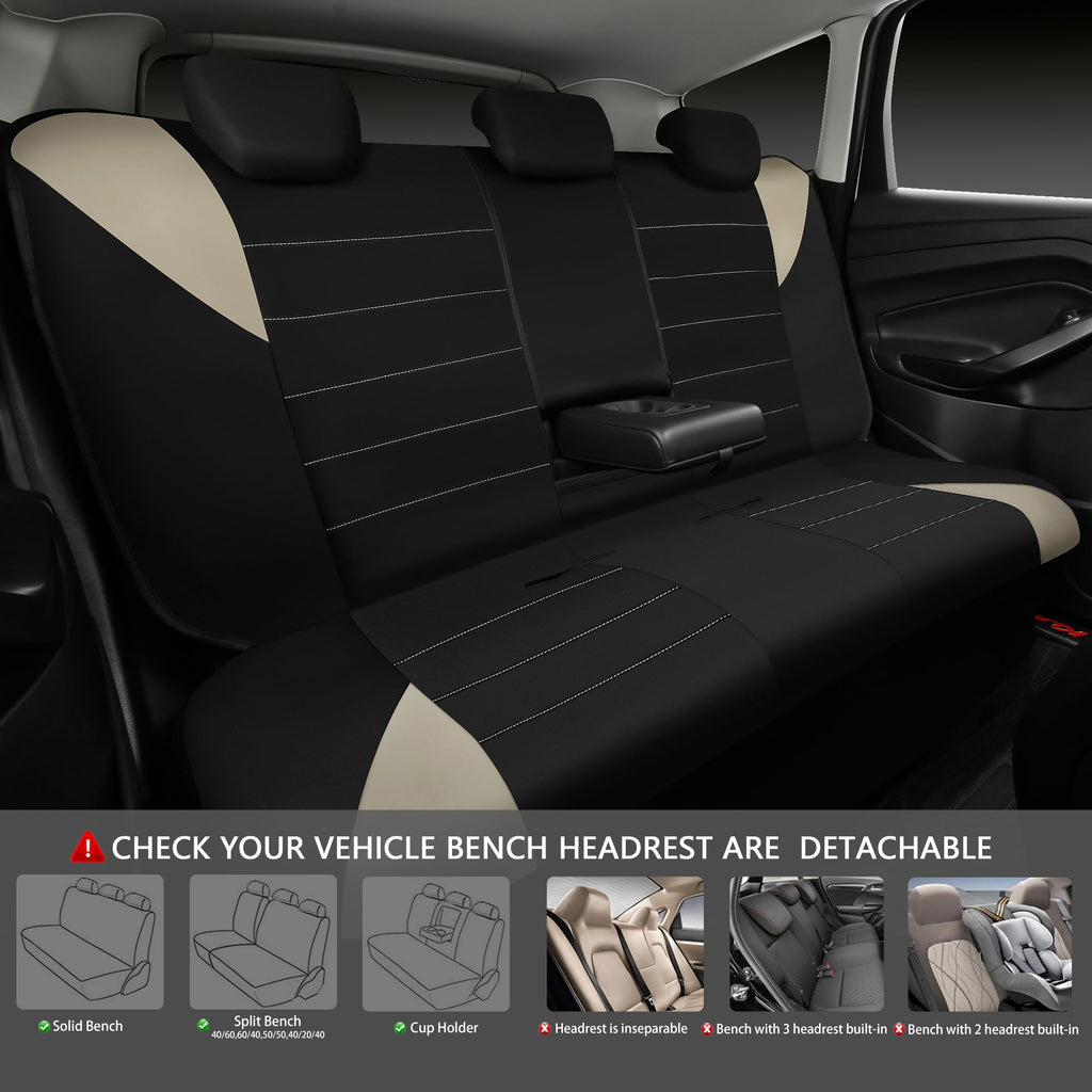 Waterproof Car Seat Covers Full Set Black and Beige T58229