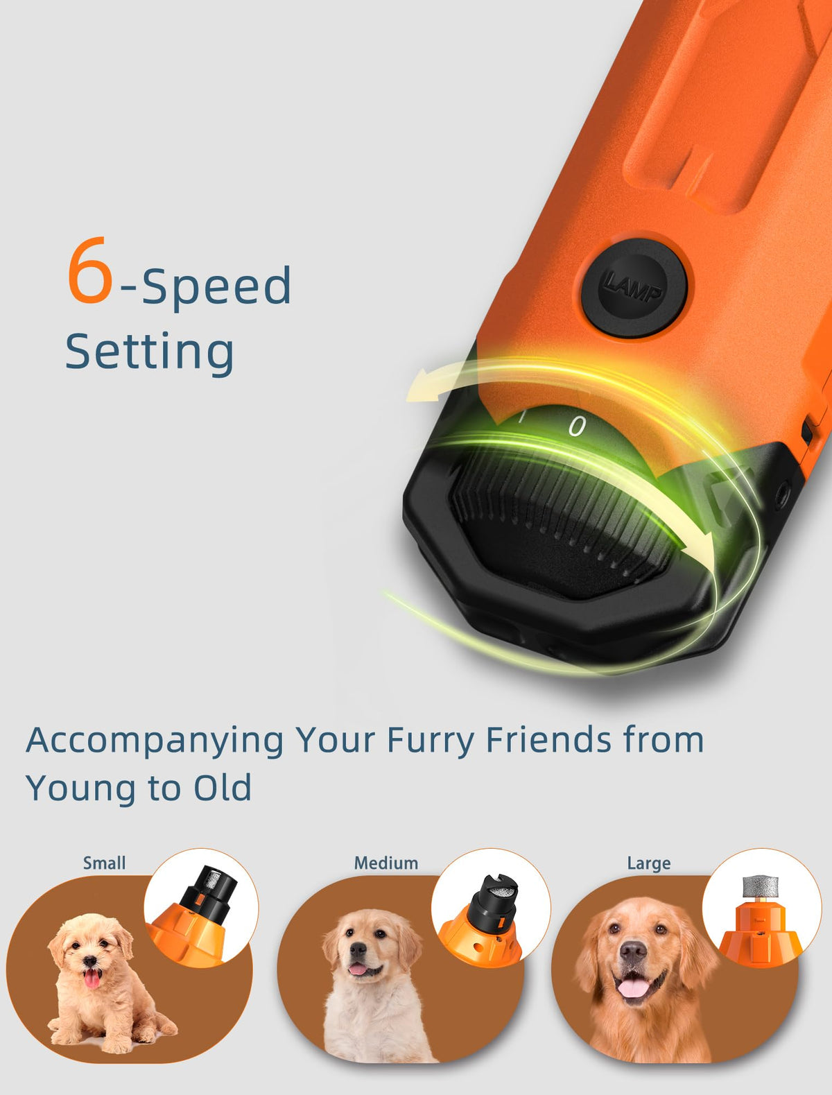 6-Speed Dog Nail Grinder with 2 LED Lights I106224