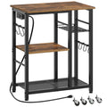 Rustic Brown Kitchen Storage Rack with Charging Station S3467