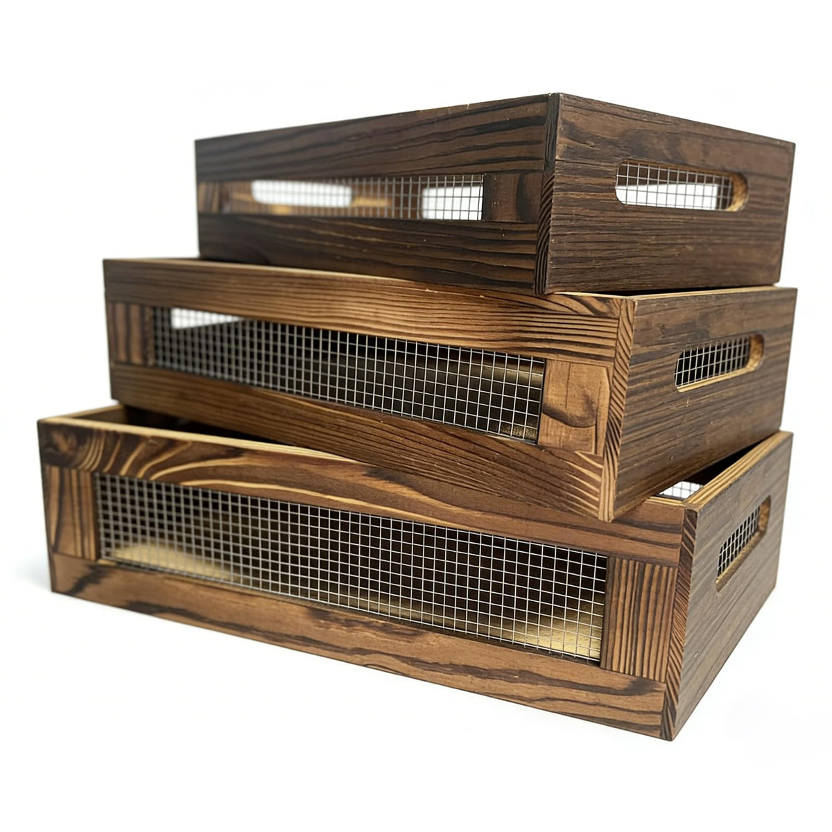 Set of 3 Wooden Nesting Crate A54145