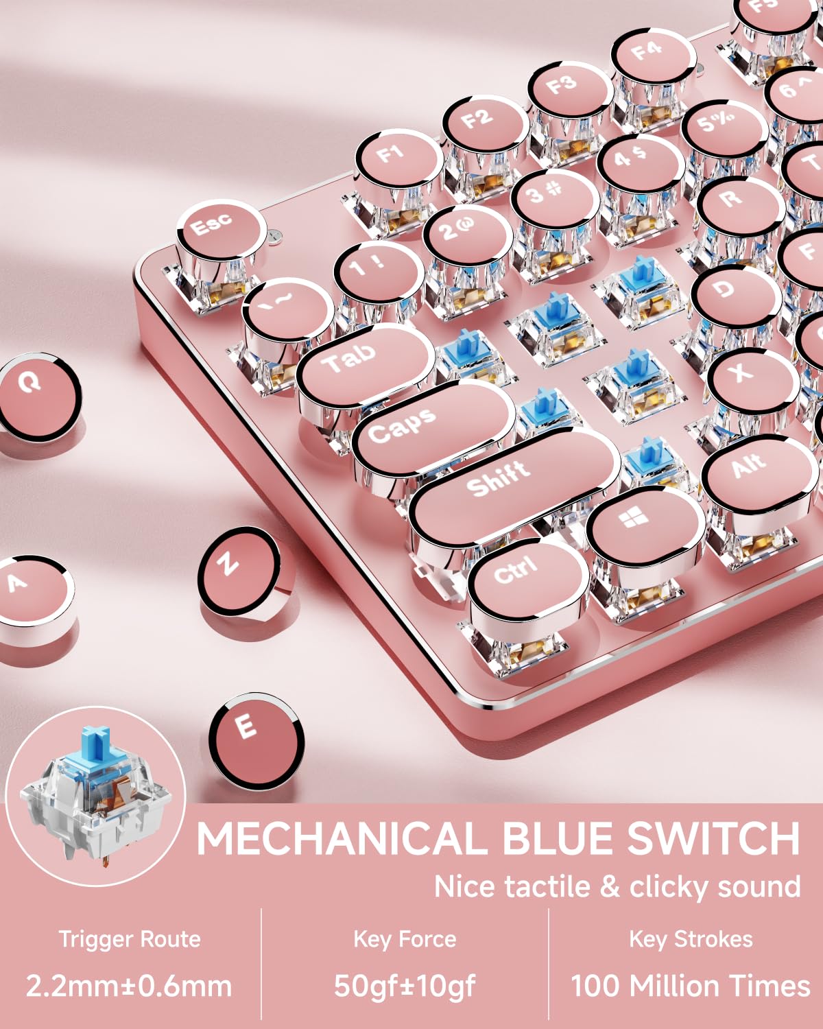 Pink Wireless Mechanical Keyboard X52012