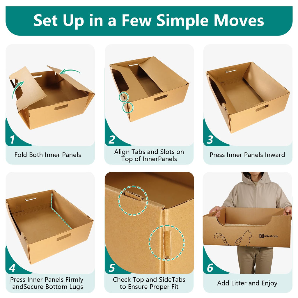 3-Pack Jumbo Disposable Cardboard Cat Litter Box W2607