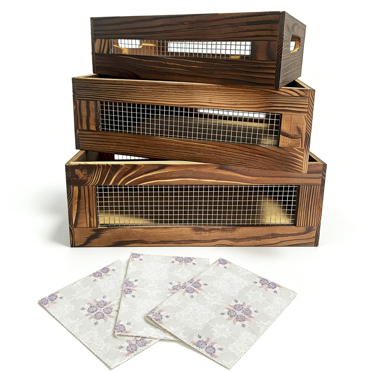 Set of 3 Wooden Nesting Crate A54145