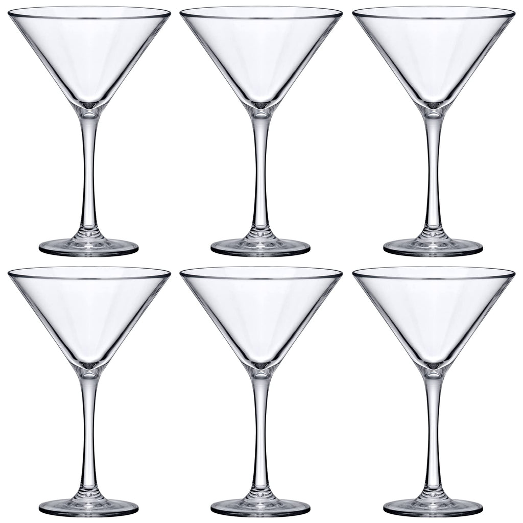 10-Ounce Plastic Martini Glasses Set of 6, Reusable, BPA-Free, Shatter-Proof, Dishwasher-Safe R21550
