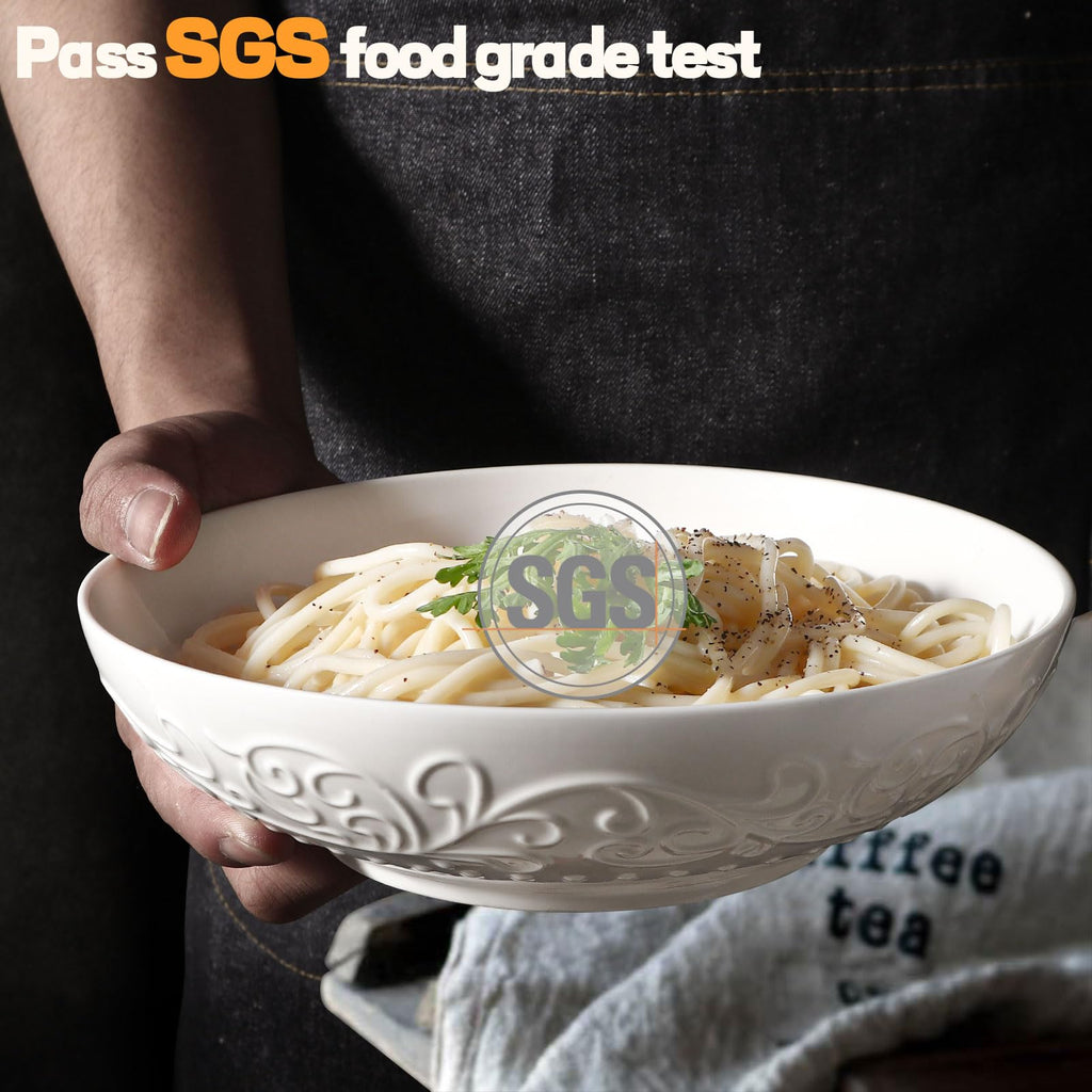 White Ceramic 32oz Pasta Bowls Set of 4 I13567