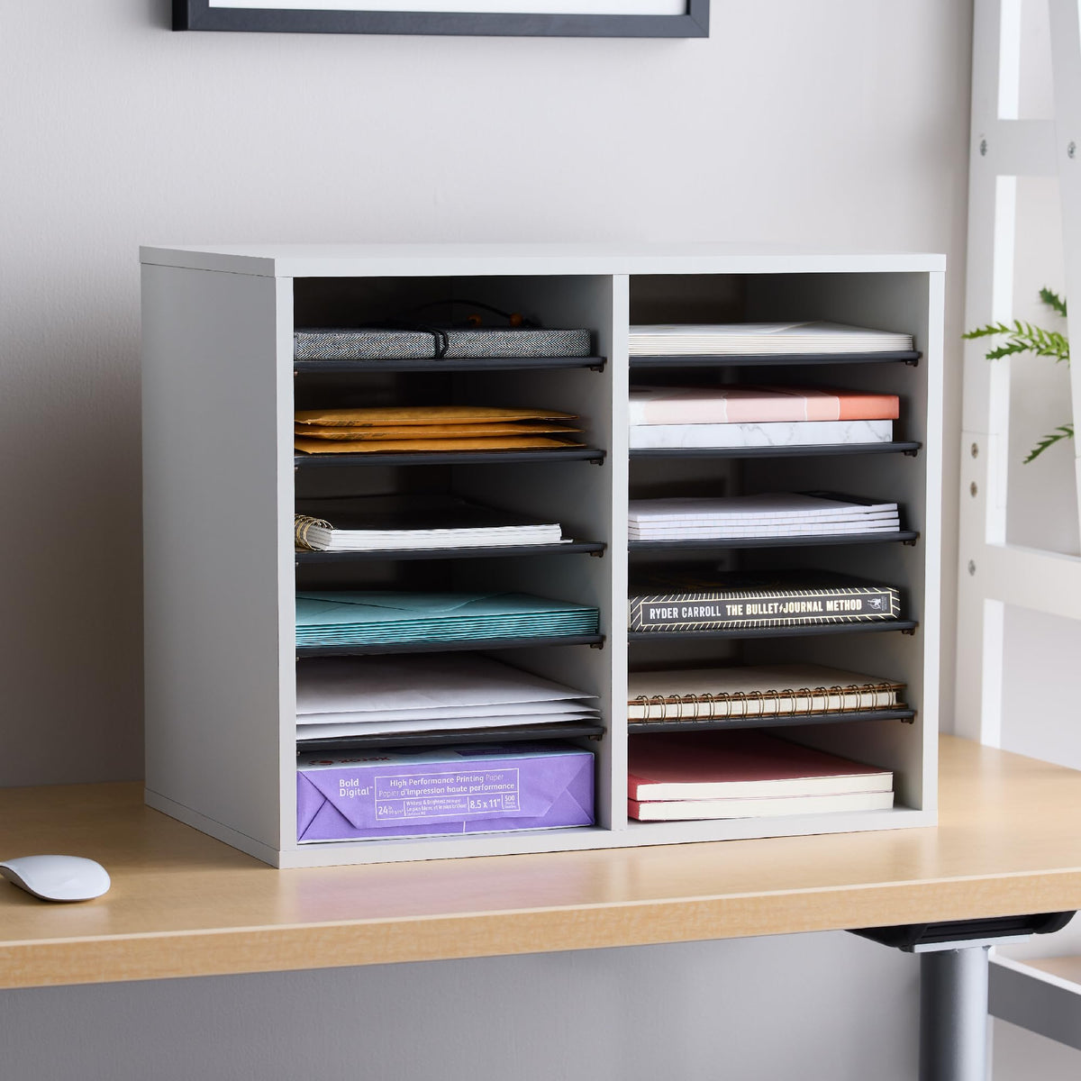 12 Compartment Wood Literature Organizer Q941562