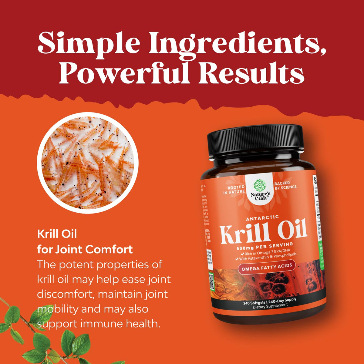 Krill Oil Softgels Omega 3 Supplement 240 Count Z480879