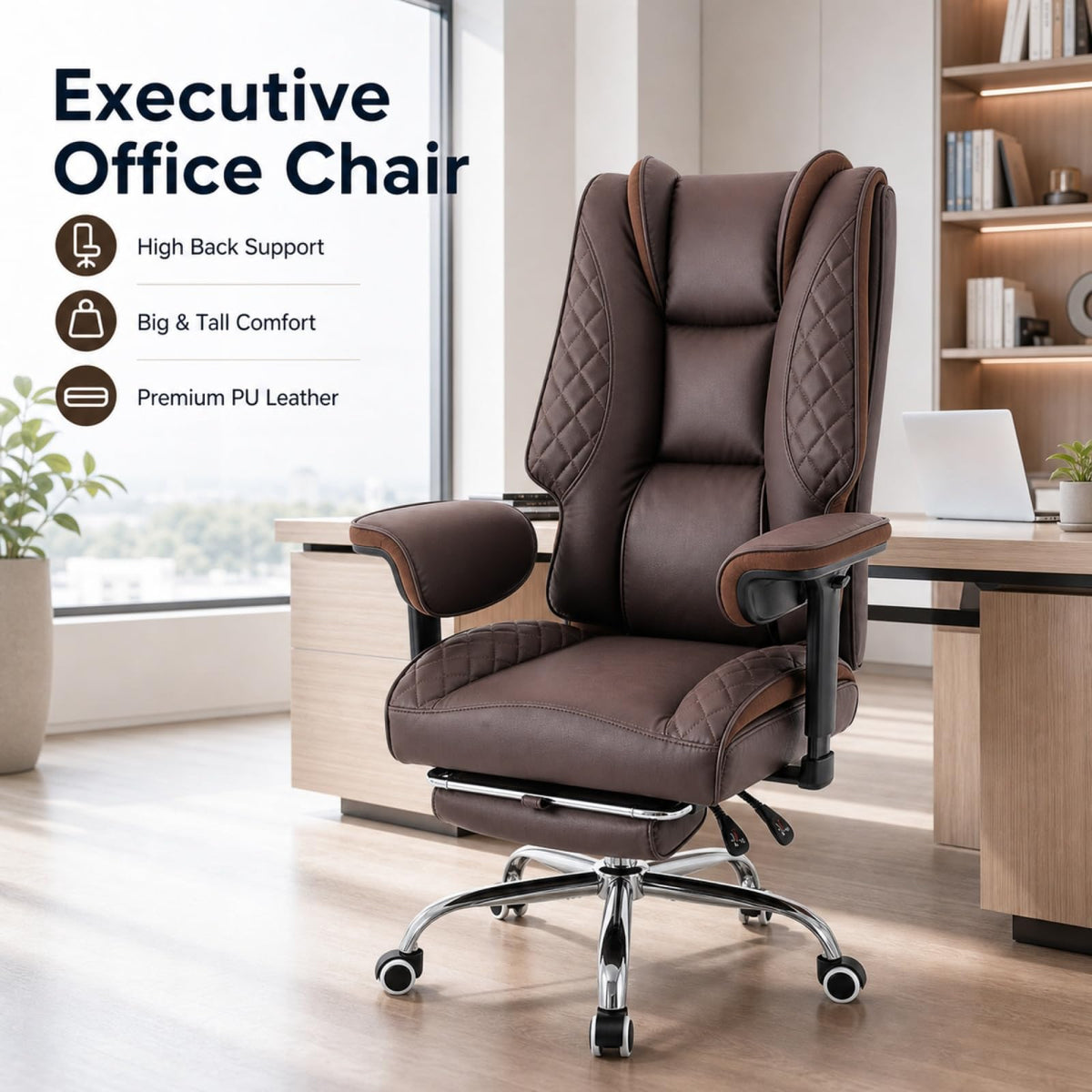 Big and Tall High Back Executive Office Chair with Foot Rest W815174