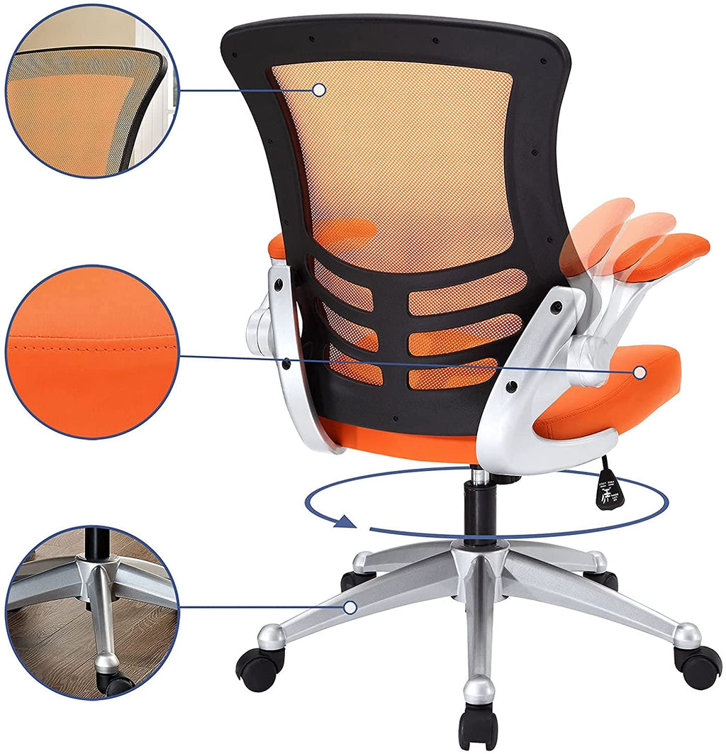 Orange Mesh Back Vinyl Seat Office Chair P6456