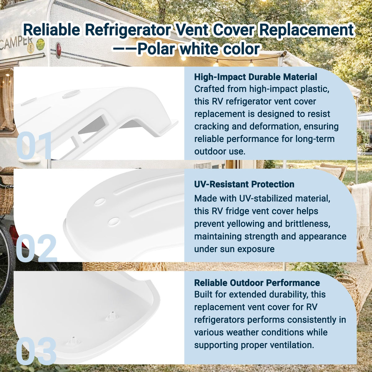 White RV Refrigerator Vent Cover Replacement N877743