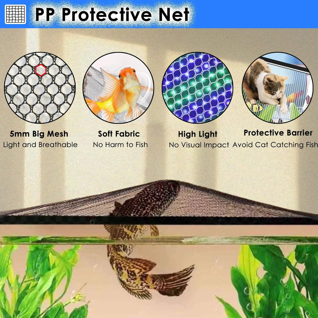 Fish Tank Top Cover Anti-Jumping Net with Magnetic Edges O568