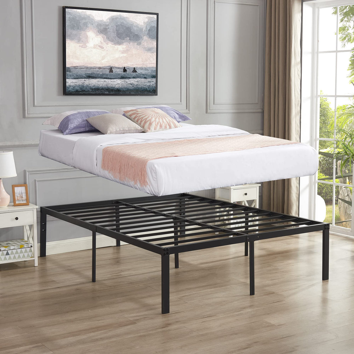 Queen Size Metal Platform Bed Frame F599242