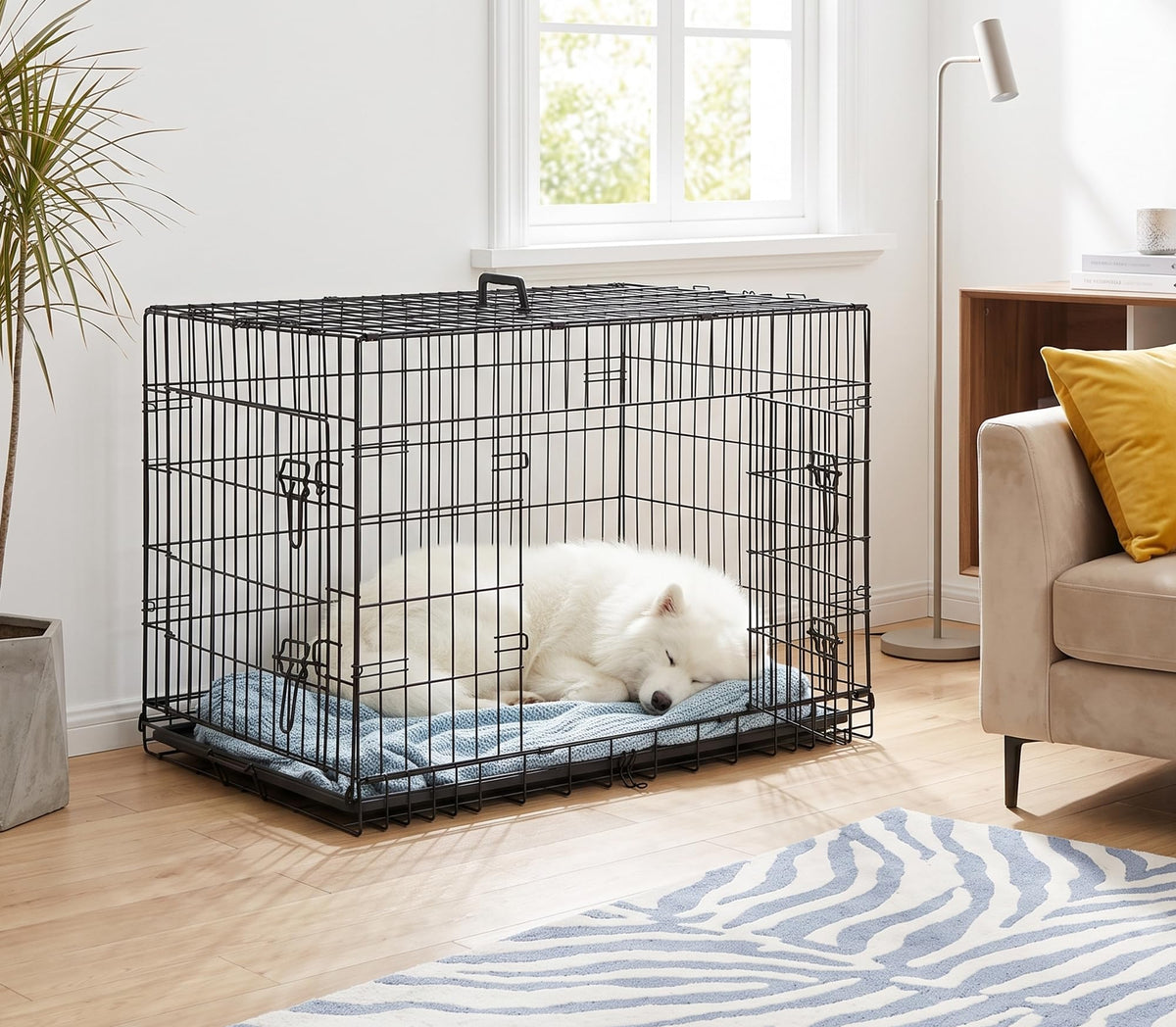 48 inch Folding Metal Wire Dog Crate with Double Door I614