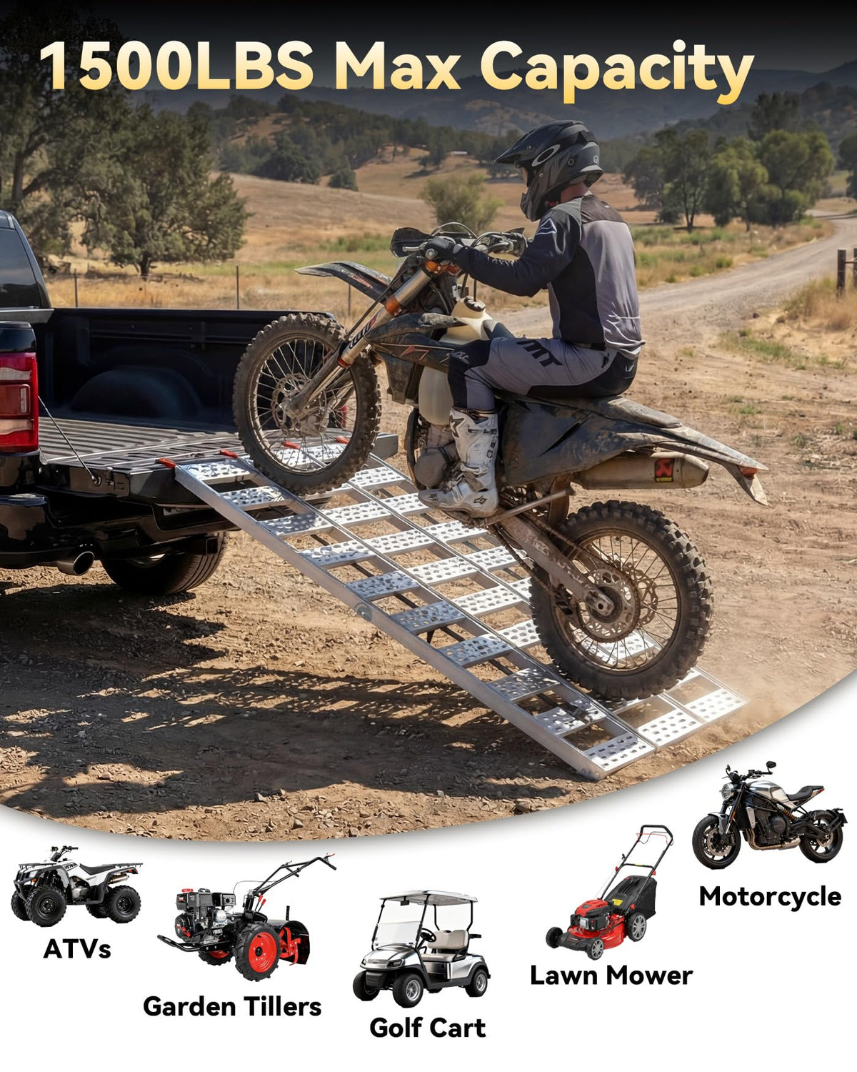 Tri-Fold Aluminum Loading Ramp, 1500 lbs Capacity, 76''L × 50''W F27754