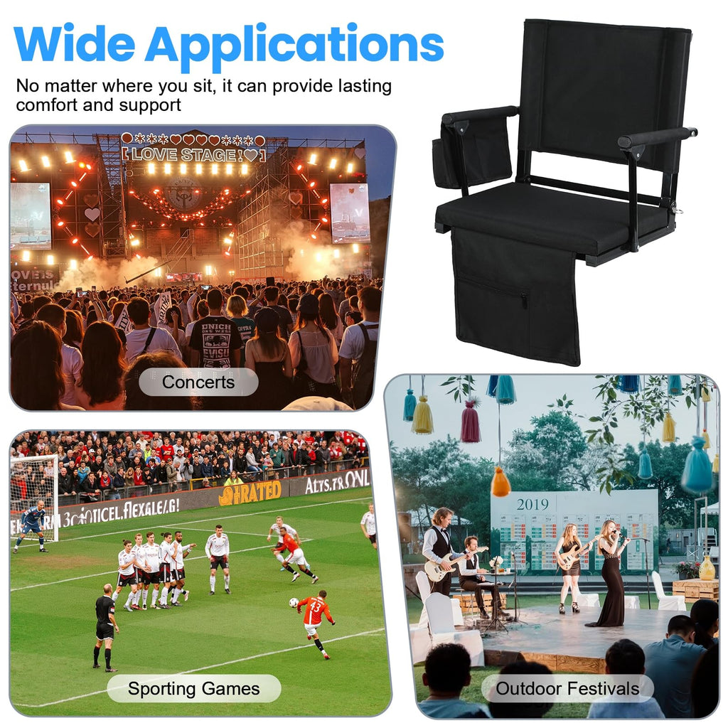 2-Pcs Folding Stadium Seat with Back Support & Cushion V4143