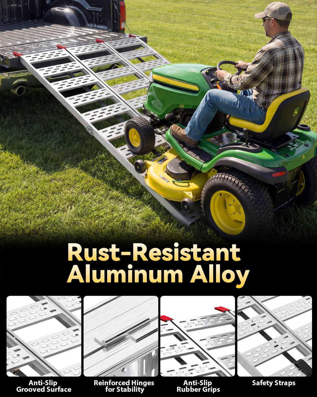Tri-Fold Aluminum Loading Ramp, 1500 lbs Capacity, 76''L × 50''W F27754