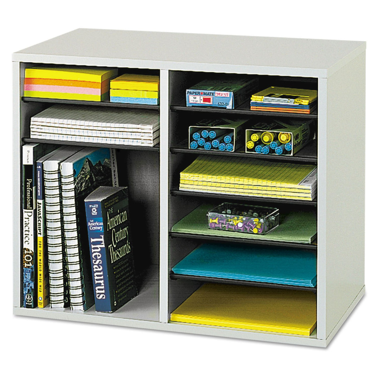 12 Compartment Wood Literature Organizer Q941562