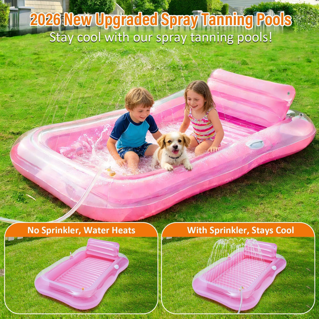 Inflatable Tanning Pool Lounger Float with Sprinkler W235
