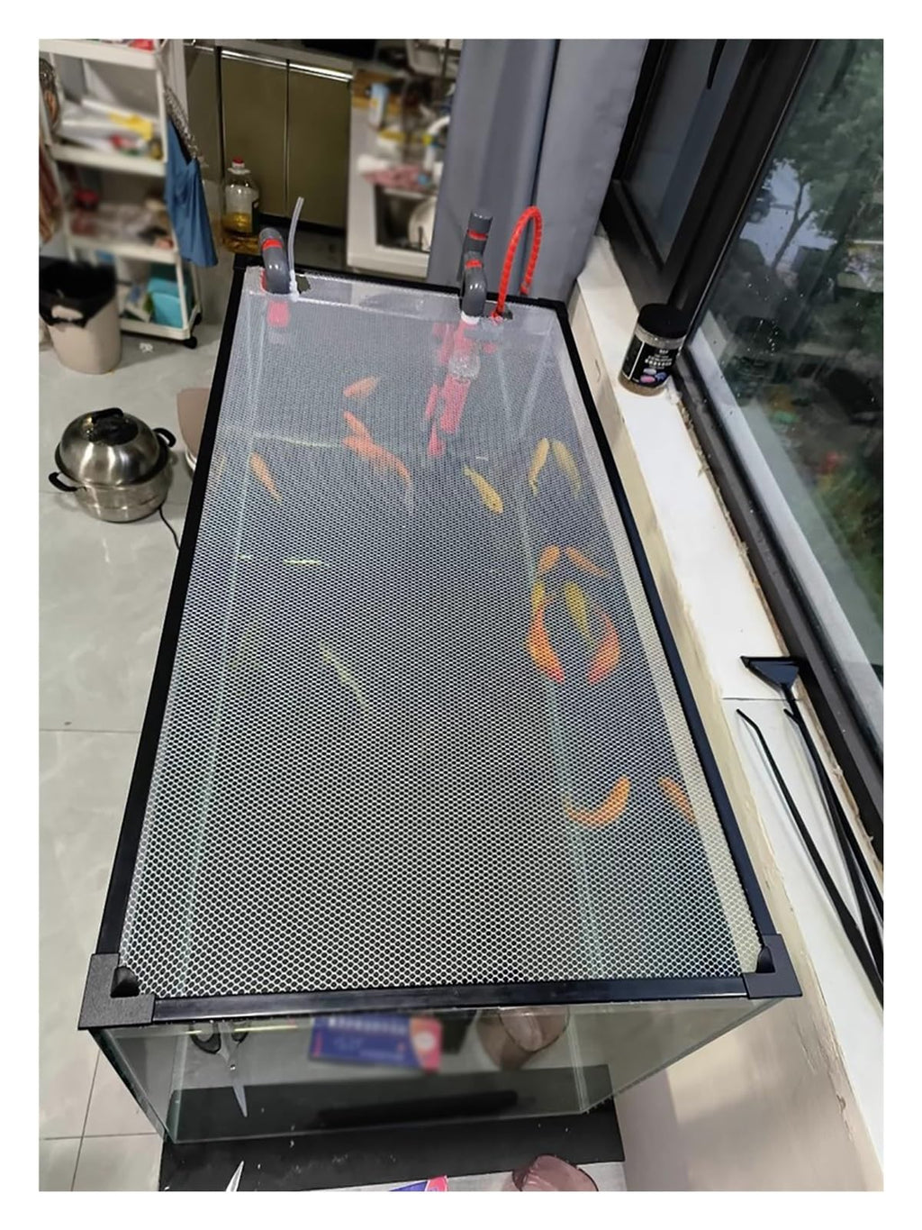 Fish Tank Top Cover Anti-Jumping Net with Magnetic Edges O568