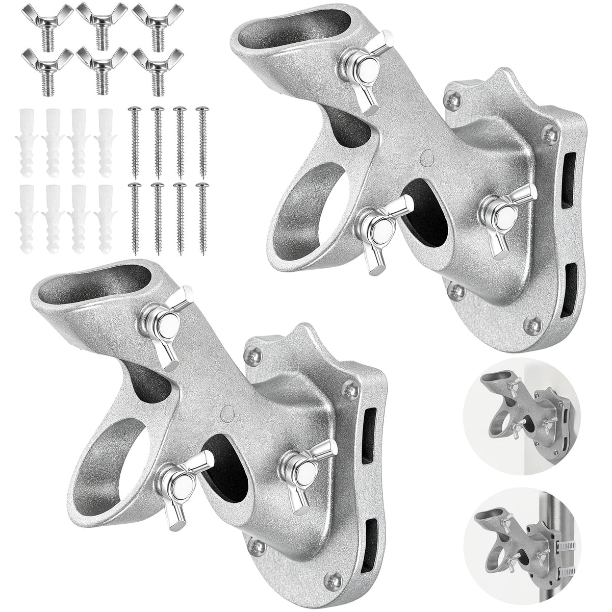 Heavy Duty Aluminum Rustproof Flag Pole Holder Wall Mount 2Pack U885582