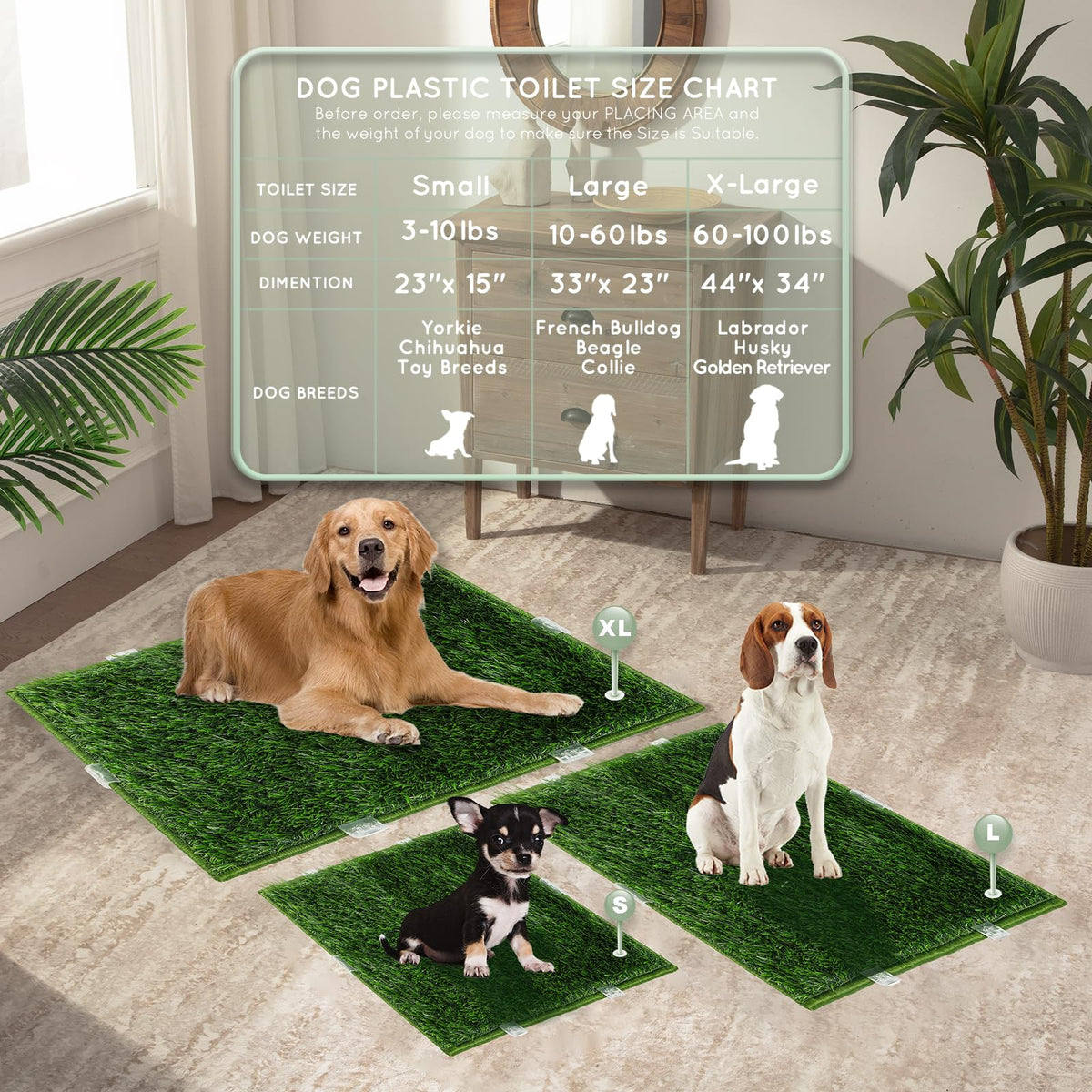 Extra Large Ultra-Absorbent Artificial Grass Pads with Washable Pee Pads 2 Sets C811649