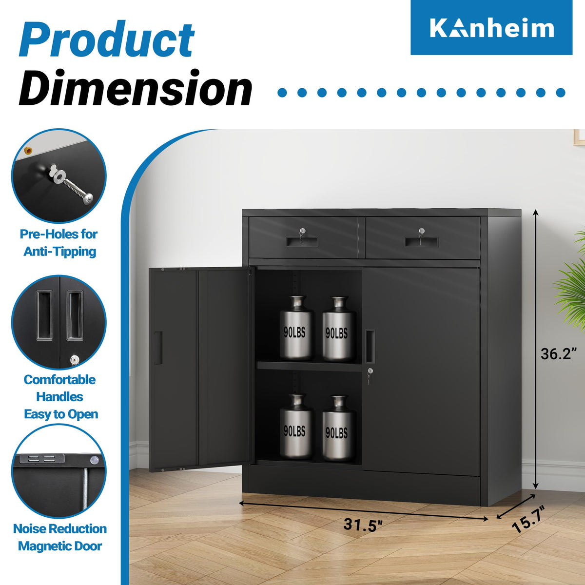 Metal Storage Cabinet with 2 Drawers & Shelves V78630