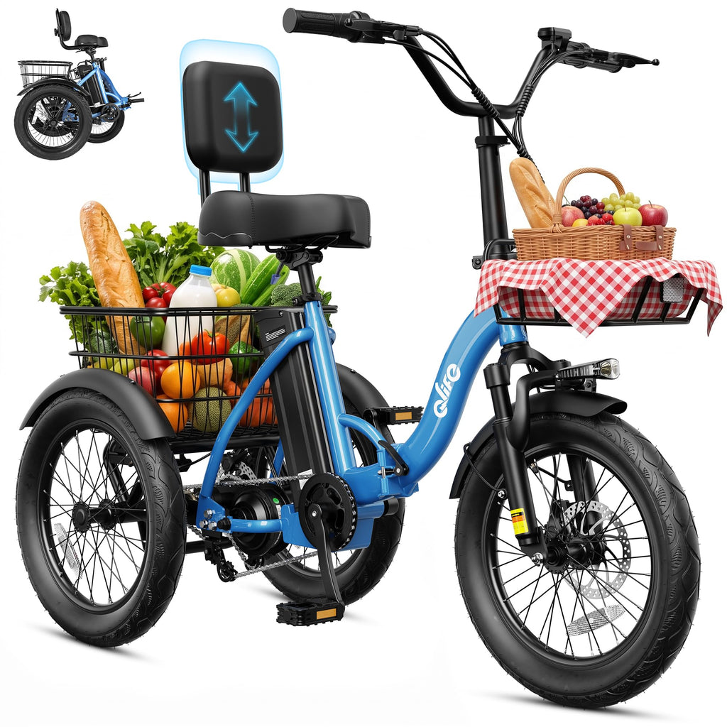 1200W Folding Electric Trike with Cargo Rack Q719068