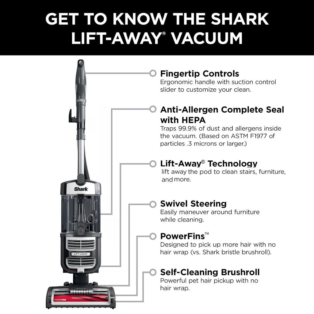 Upright Vacuum with HEPA Filter, LED Headlights, Swivel Steering, Gray V35399