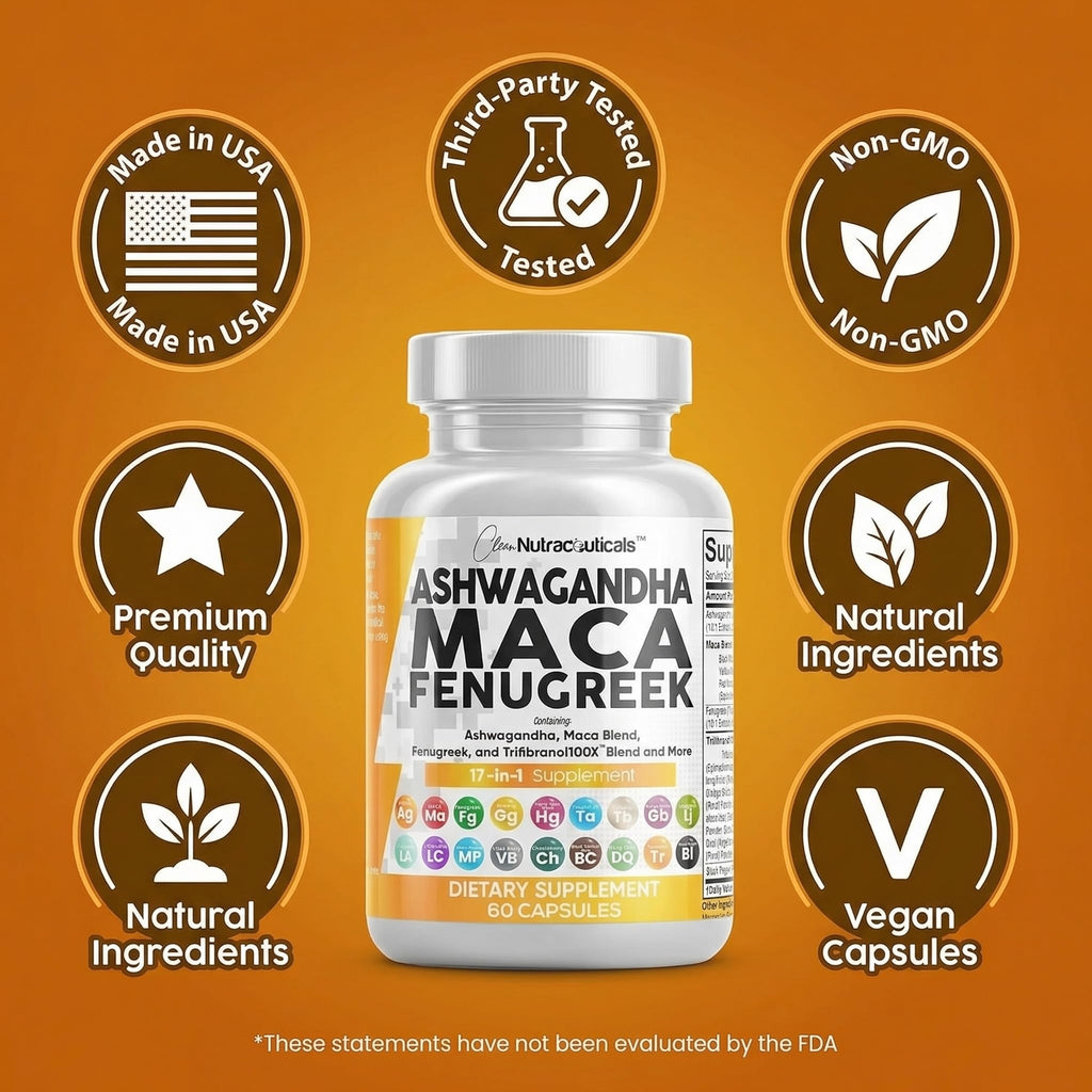 Ashwagandha Maca Root Fenugreek Tongkat Ali Ginseng Capsules K67931