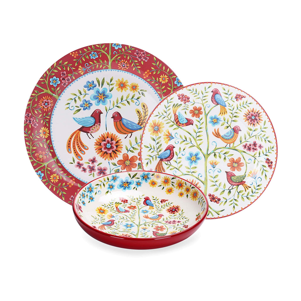 Red Ceramic 12 pcs Dinnerware Set, Service for 4 I556