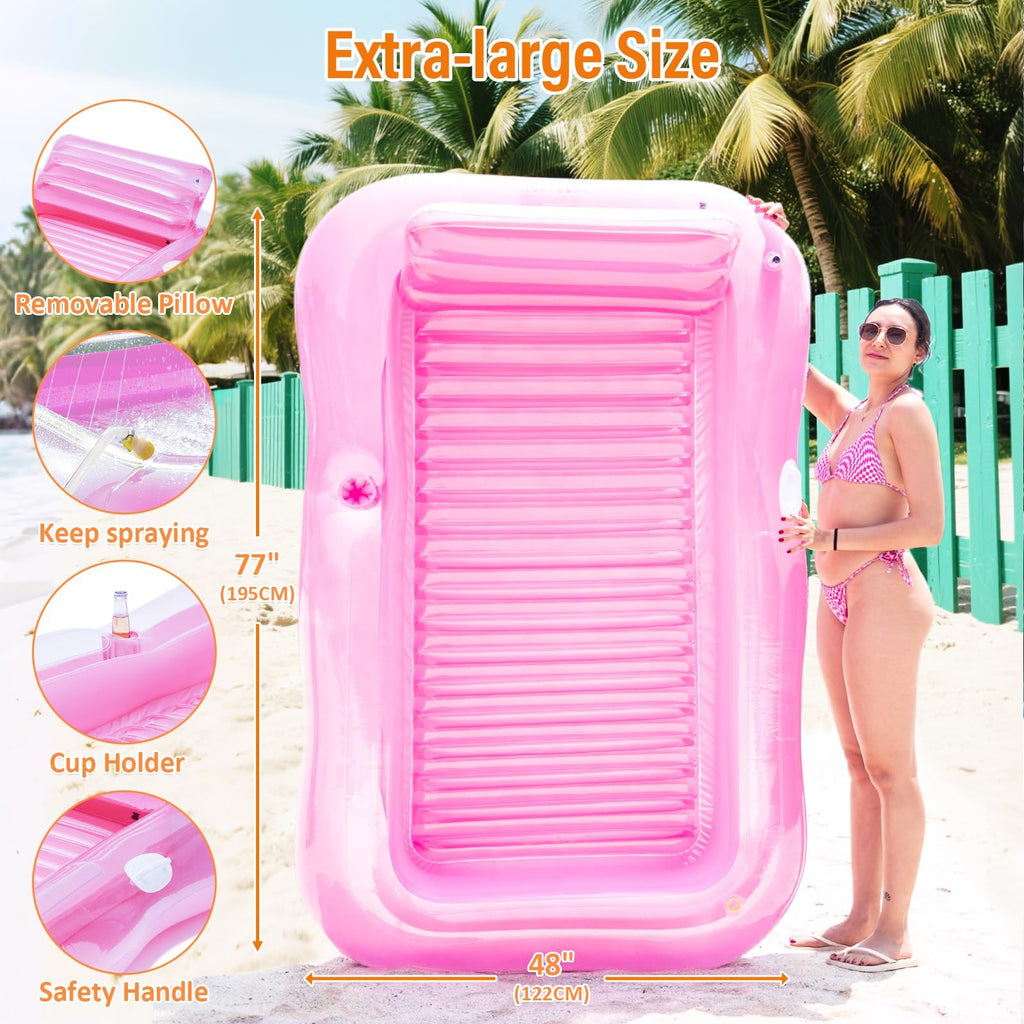 Inflatable Tanning Pool Lounger Float with Sprinkler W235